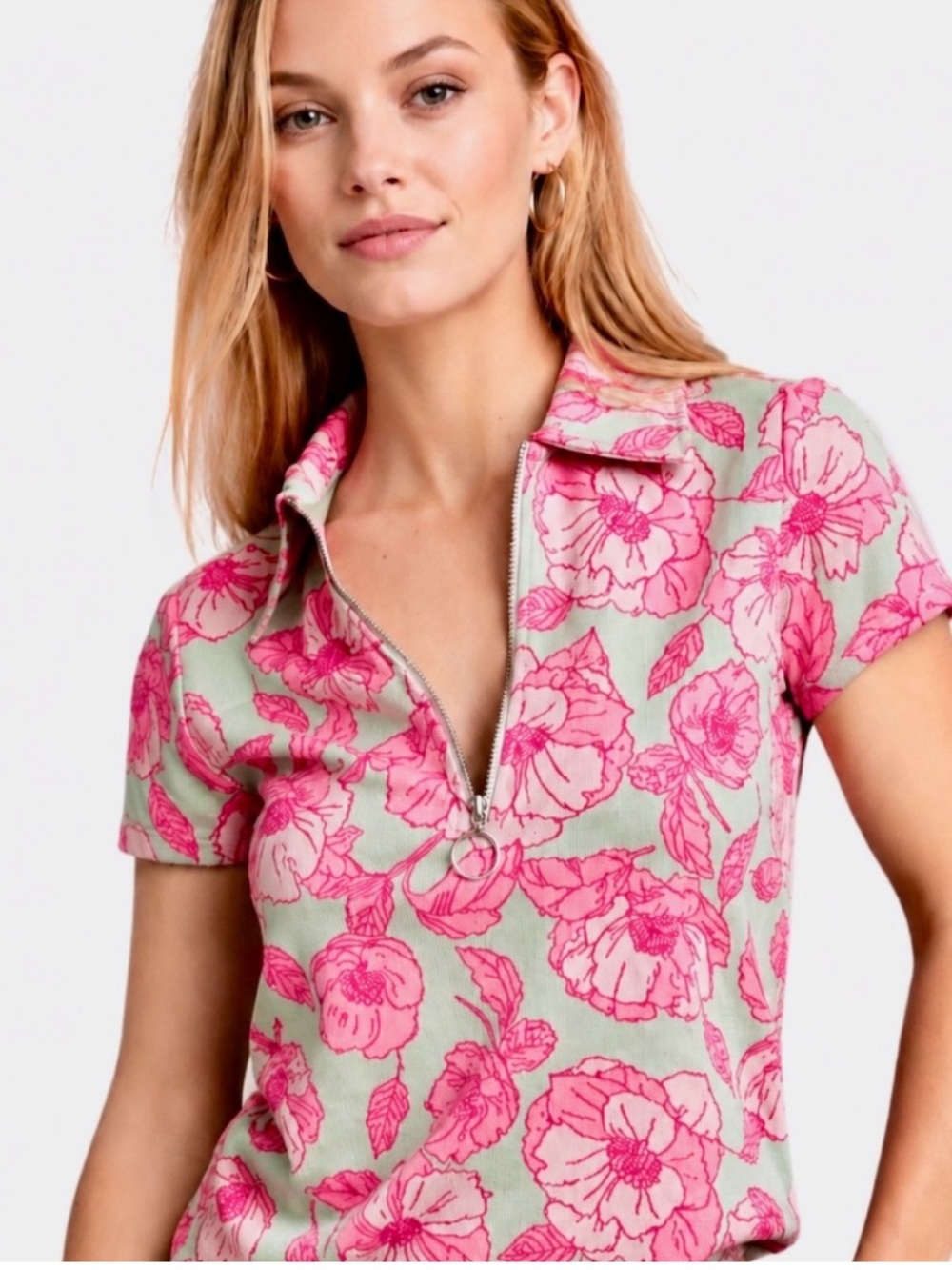 Pink floral Anthropologie shirt